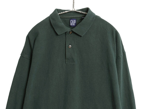 90s オールド ギャップ 長袖 ラガーシャツ メンズ M / 紺タグ 長袖シャツ ラグビー ポロシャツ ヘビーウェイト コットン カットソー 無地