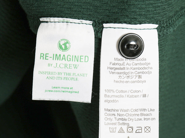ジェイクルー ヘンリーネック 長袖 サーマル Tシャツ M 復刻 巨人タグ アンダーシャツ ワッフル ロンT インナー カットソー 無地 グリーン