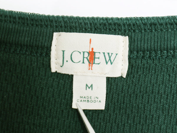 ジェイクルー ヘンリーネック 長袖 サーマル Tシャツ M 復刻 巨人タグ アンダーシャツ ワッフル ロンT インナー カットソー 無地 グリーン