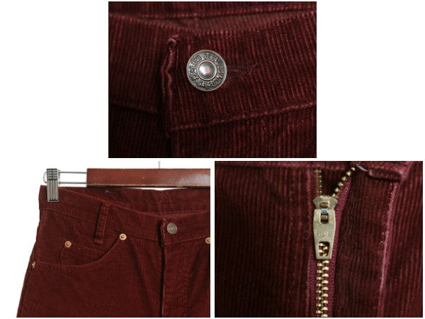 80s USA製 リーバイス 705 細畝 コーデュロイ パンツ 実寸 29 29 / 古着 ヴィンテージ スリム ストレート コーズ ボトムス バーガンディー
