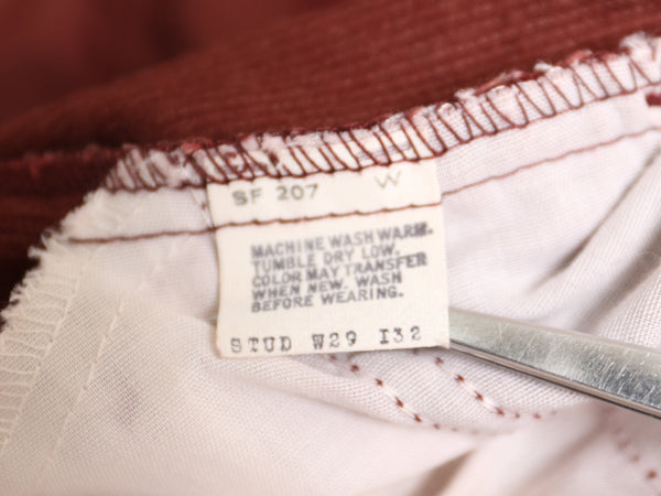 80s USA製 リーバイス 705 細畝 コーデュロイ パンツ 実寸 29 29 / 古着 ヴィンテージ スリム ストレート コーズ ボトムス バーガンディー