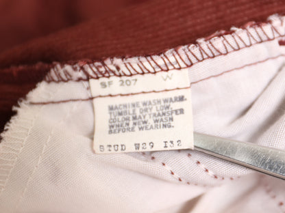 80s USA製 リーバイス 705 細畝 コーデュロイ パンツ 実寸 29 29 / 古着 ヴィンテージ スリム ストレート コーズ ボトムス バーガンディー