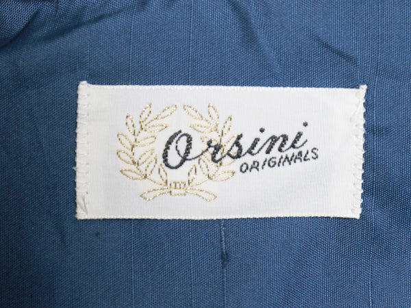 デッドストック 70s Orsini カスリ 織り ナイロン 長袖 シャツ メンズ S 新品 高級 カジュアル ワイシャツ ボックス ポケット付き 無地 紺 