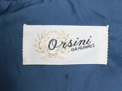 デッドストック 70s Orsini カスリ 織り ナイロン 長袖 シャツ メンズ S 新品 高級 カジュアル ワイシャツ ボックス ポケット付き 無地 紺 