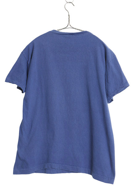 70s USA製 チャンピオン 3段 企業 プリント 半袖 Tシャツ メンズ XL 小さめ M ヴィンテージ バータグ コットン レース シングルステッチ 青