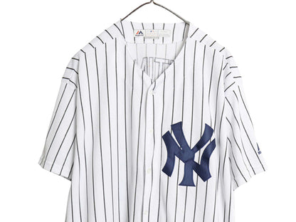 ヤンキース ベースボール シャツ メンズ XL / MLB オフィシャル マジェスティック 大リーグ ユニフォーム 大きいサイズ 半袖シャツ 重ね着