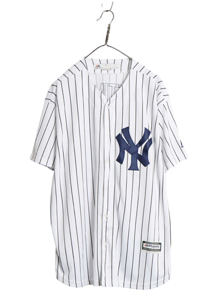 ヤンキース ベースボール シャツ メンズ XL / MLB オフィシャル マジェスティック 大リーグ ユニフォーム 大きいサイズ 半袖シャツ 重ね着