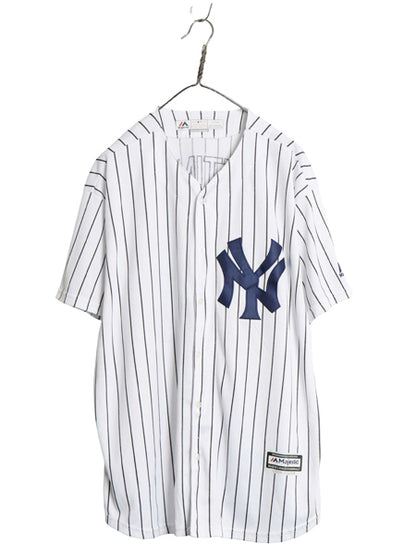 ヤンキース ベースボール シャツ メンズ XL / MLB オフィシャル マジェスティック 大リーグ ユニフォーム 大きいサイズ 半袖シャツ 重ね着