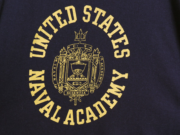 80s USA製 チャンピオン US NAVY プリント 半袖 Tシャツ メンズ L 古着 ヴィンテージ シングルステッチ ミリタリー USN 軍物 紺 トリコタグ