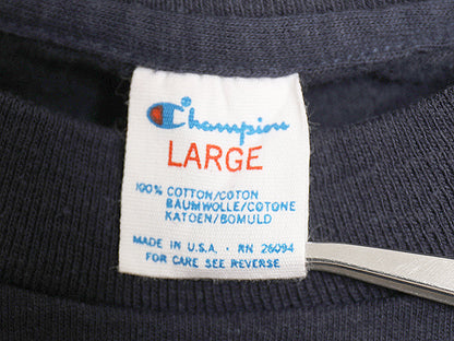 80s USA製 チャンピオン US NAVY プリント 半袖 Tシャツ メンズ L 古着 ヴィンテージ シングルステッチ ミリタリー USN 軍物 紺 トリコタグ