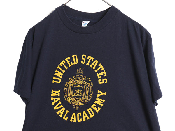 80s USA製 チャンピオン US NAVY プリント 半袖 Tシャツ メンズ L 古着 ヴィンテージ シングルステッチ ミリタリー USN 軍物 紺 トリコタグ