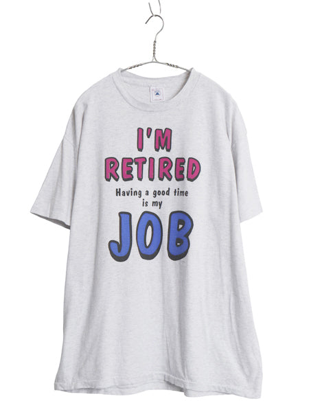 90s USA製 ジョーク メッセージ プリント 半袖 Tシャツ メンズ XL 古着 オールド カットソー シングルステッチ 大きいサイズ デルタ グレー