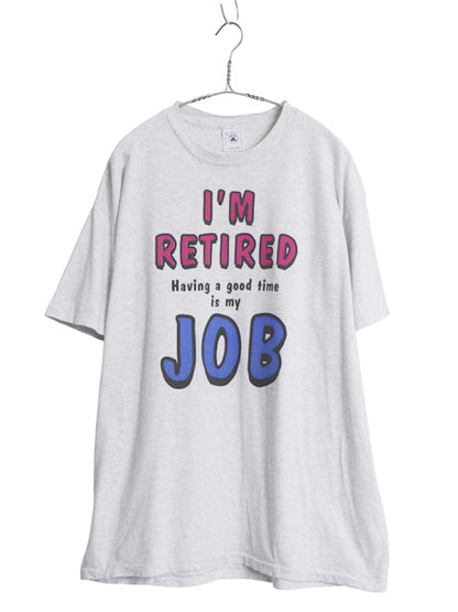 90s USA製 ジョーク メッセージ プリント 半袖 Tシャツ メンズ XL 古着 オールド カットソー シングルステッチ 大きいサイズ デルタ グレー
