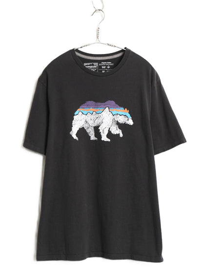パタゴニア プリント 半袖 Tシャツ メンズ M / アウトドア フィッツロイ ベア グラフィック アート イラスト アート アニマル シンプル 黒 
