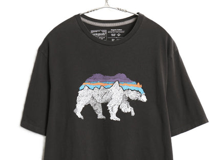パタゴニア プリント 半袖 Tシャツ メンズ M / アウトドア フィッツロイ ベア グラフィック アート イラスト アート アニマル シンプル 黒 