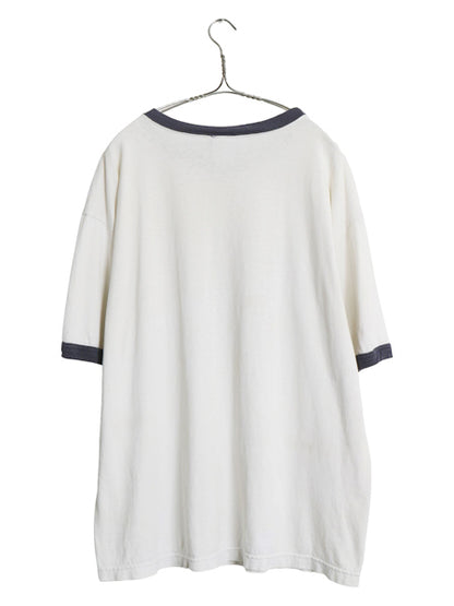 00s USA製 ヤンキース プリント リンガー Tシャツ メンズ XL オールド MLB オフィシャル マジェスティック 大リーグ ツートン 大きいサイズ