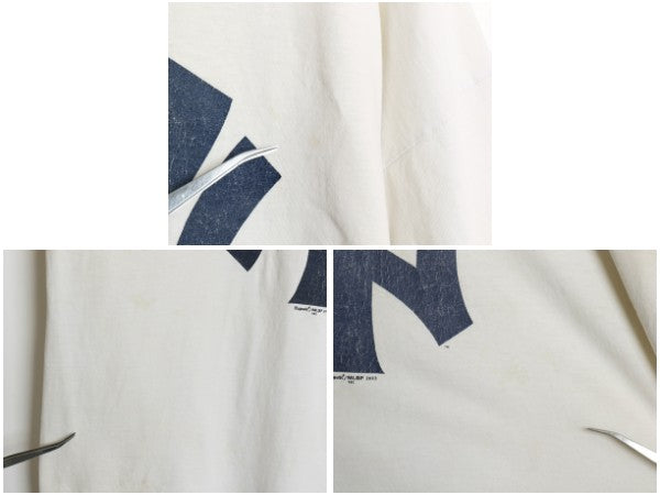 00s USA製 ヤンキース プリント リンガー Tシャツ メンズ XL オールド MLB オフィシャル マジェスティック 大リーグ ツートン 大きいサイズ