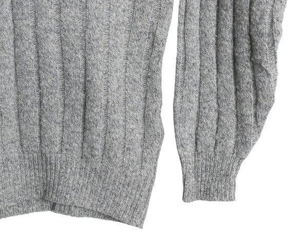 90s USA製 ランズエンド ショールカラー ニット セーター メンズ M オールド ウール リブ編み 無地 プルオーバー シンプル ゆったり グレー