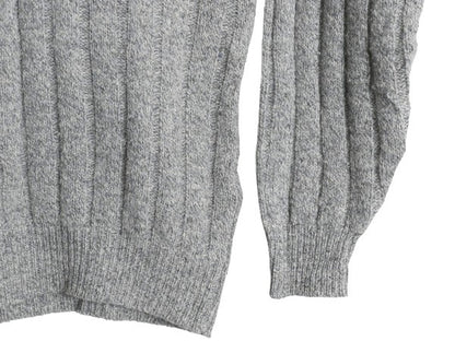 90s USA製 ランズエンド ショールカラー ニット セーター メンズ M オールド ウール リブ編み 無地 プルオーバー シンプル ゆったり グレー