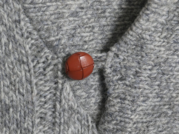 90s USA製 ランズエンド ショールカラー ニット セーター メンズ M オールド ウール リブ編み 無地 プルオーバー シンプル ゆったり グレー