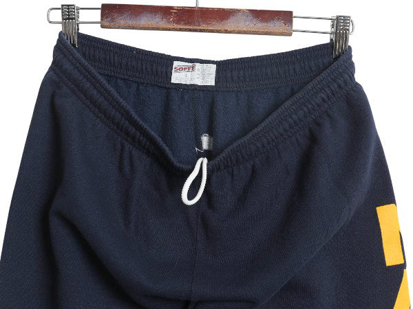 US NAVY プリント スウェット トレーニング パンツ メンズ L 古着 ミリタリー 裏起毛 トレーナー 軍物 ネイビー USN ワンポイント ネイビー