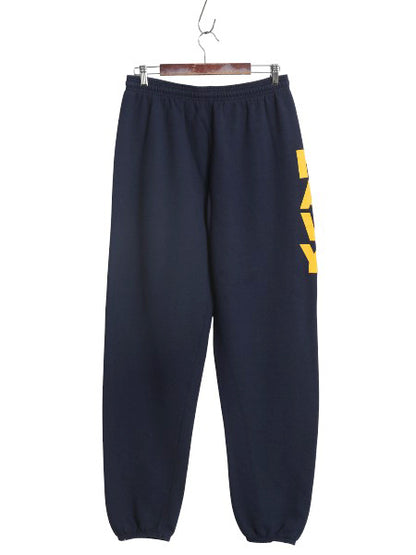 US NAVY プリント スウェット トレーニング パンツ メンズ L 古着 ミリタリー 裏起毛 トレーナー 軍物 ネイビー USN ワンポイント ネイビー