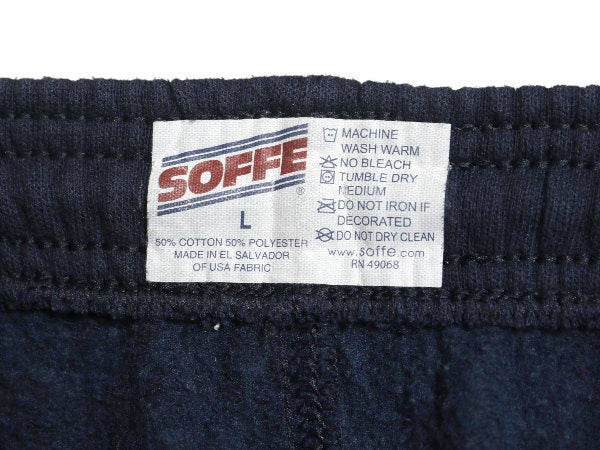 US NAVY プリント スウェット トレーニング パンツ メンズ L 古着 ミリタリー 裏起毛 トレーナー 軍物 ネイビー USN ワンポイント ネイビー