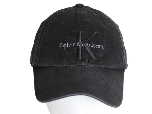90's カルバンクライン ジーンズ ベースボール キャップ メンズ レディース フリーサイズ / 帽子 オールド CK ワンポイント トラッカー 黒