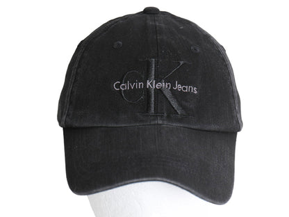 90's カルバンクライン ジーンズ ベースボール キャップ メンズ レディース フリーサイズ / 帽子 オールド CK ワンポイント トラッカー 黒