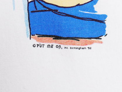 90s ジョーク イラスト プリント 半袖 Tシャツ メンズ XL 程/ オールド アート キャラクター ヘビーウェイト コットン シングルステッチ 白