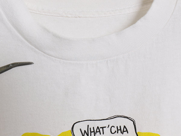 90s ジョーク イラスト プリント 半袖 Tシャツ メンズ XL 程/ オールド アート キャラクター ヘビーウェイト コットン シングルステッチ 白