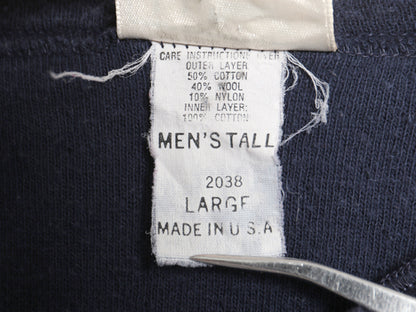 80s USA製 エルエルビーン ヘンリーネック 長袖 Tシャツ メンズ L ヴィンテージ ロンT ロングスリーブ アンダーシャツ 無地 2レイヤー 紺