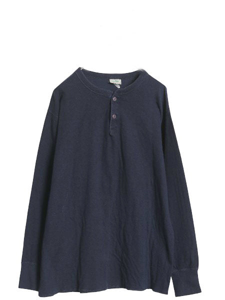 80s USA製 エルエルビーン ヘンリーネック 長袖 Tシャツ メンズ L ヴィンテージ ロンT ロングスリーブ アンダーシャツ 無地 2レイヤー 紺