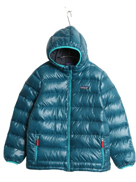 パタゴニア ハイロフト ダウン ジャケット ボーイズ L 150cm 程 古着 16年製 600フィル ナイロン パーカー フーディ ジャンパー パッカブル