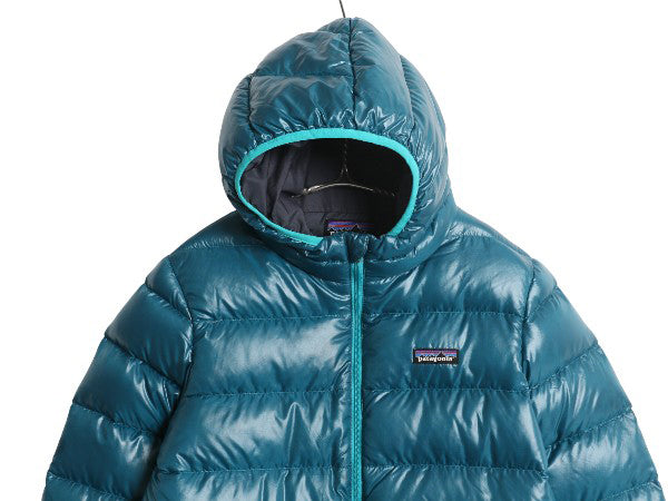 パタゴニア ハイロフト ダウン ジャケット ボーイズ L 150cm 程 古着 16年製 600フィル ナイロン パーカー フーディ ジャンパー パッカブル