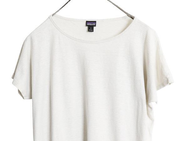 パタゴニア 無地 半袖 Tシャツ レディース S / 19年製 アウトドア カットソー 麻 ヘンプ オーガニック コットン ジャージ 織柄 ボーダー  