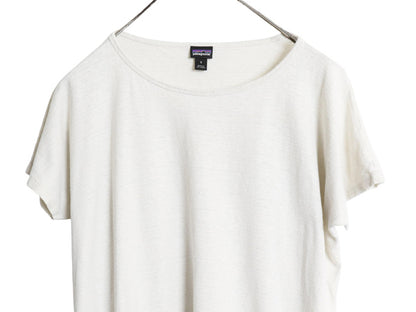 パタゴニア 無地 半袖 Tシャツ レディース S / 19年製 アウトドア カットソー 麻 ヘンプ オーガニック コットン ジャージ 織柄 ボーダー  