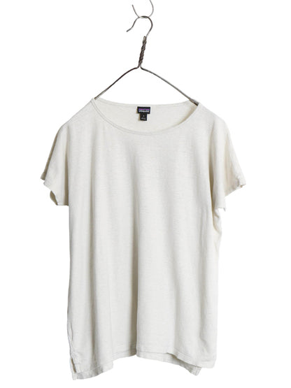 パタゴニア 無地 半袖 Tシャツ レディース S / 19年製 アウトドア カットソー 麻 ヘンプ オーガニック コットン ジャージ 織柄 ボーダー  