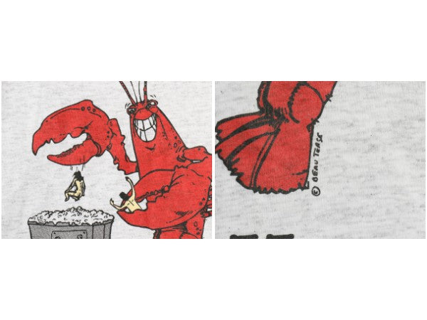90s USA製 ジョーク イラスト プリント 半袖 Tシャツ メンズ L オールド ロブスター キャラクター アート シングルステッチ スーベニア 灰