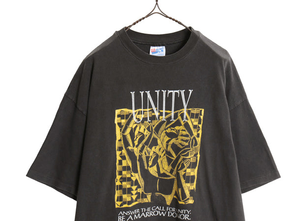 90s USA製 ★ アート イラスト プリント Tシャツ メンズ XL オールド シングルステッチ グラフィック 芸術 ヘビーウェイト 大きいサイズ 黒