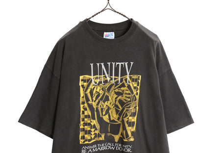 90s USA製 ★ アート イラスト プリント Tシャツ メンズ XL オールド シングルステッチ グラフィック 芸術 ヘビーウェイト 大きいサイズ 黒