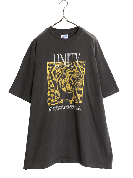 90s USA製 ★ アート イラスト プリント Tシャツ メンズ XL オールド シングルステッチ グラフィック 芸術 ヘビーウェイト 大きいサイズ 黒