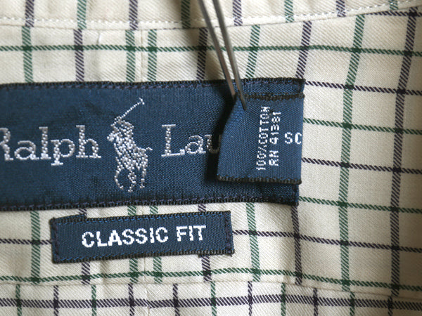 00s ラルフローレン チェック 長袖 ボタンダウン シャツ メンズ XL 古着 オールド ポロ 長袖シャツ ワンポイント ワイシャツ 大きいサイズ