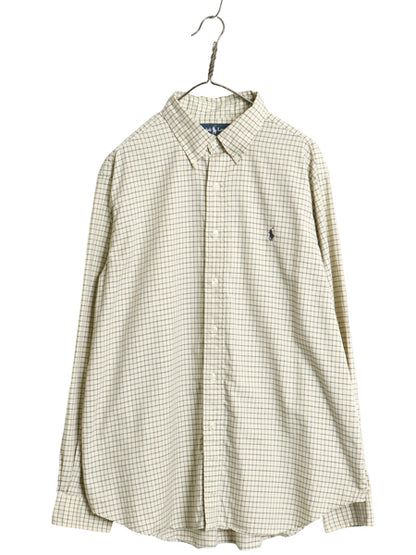 00s ラルフローレン チェック 長袖 ボタンダウン シャツ メンズ XL 古着 オールド ポロ 長袖シャツ ワンポイント ワイシャツ 大きいサイズ
