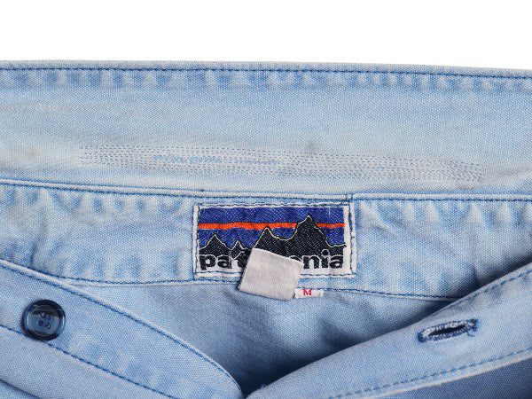 70s 白タグ ★ パタゴニア コットン キャンバス 長袖 ワーク シャツ メンズ M / 古着 ヴィンテージ デカタグ ポケット付き 無地 アウトドア