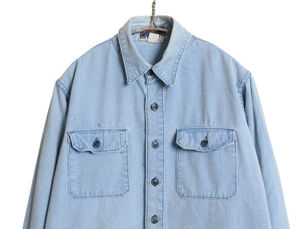 70s 白タグ ★ パタゴニア コットン キャンバス 長袖 ワーク シャツ メンズ M / 古着 ヴィンテージ デカタグ ポケット付き 無地 アウトドア