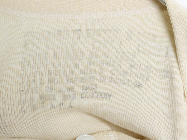 50s 米軍実物 US ARMY M-1950 ヘンリーネック アンダーシャツ メンズ M 程 ヴィンテージ 長袖 Tシャツ サーマル リブ編み ロンT  スタンプ