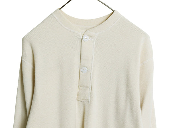 50s 米軍実物 US ARMY M-1950 ヘンリーネック アンダーシャツ メンズ M 程 ヴィンテージ 長袖 Tシャツ サーマル リブ編み ロンT  スタンプ