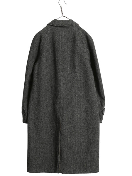 80s イギリス製 ★ バーバリー バルマカーン コート メンズ L / ヴィンテージ リバーシブル ツイード ウール コットン ステンカラー ロング