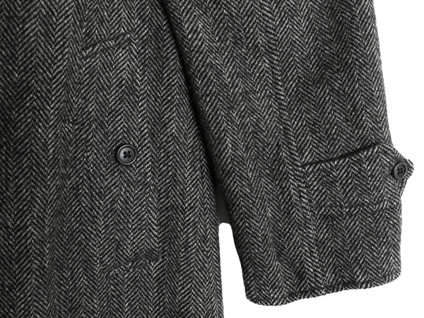 80s イギリス製 ★ バーバリー バルマカーン コート メンズ L / ヴィンテージ リバーシブル ツイード ウール コットン ステンカラー ロング